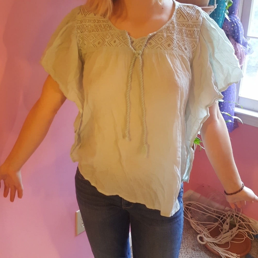 Blue flowy shirt